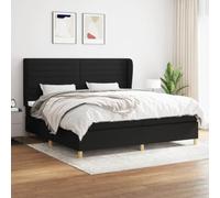 Teenpull Lit à sommier tapissier noir, 200 x 200 cm, en tissu rembourré, tête de lit réglable en hauteur, matelas à ressorts ensachés, surmatelas pour un sommeil réparateur, votre cadre de lit moderne