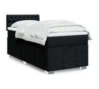 Teenpull Lit à sommier tapissier noir 80 x 200 cm, en tissu, avec matelas à ressorts ensachés, coussin et tête de lit rembourrée, éclairage LED, ensemble complet de meubles modernes pour un sommeil