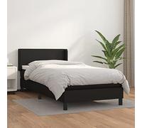 Teenpull Lit à sommier tapissier noir, 80 x 200 cm, lit simple, rembourré, en cuir synthétique, avec tête de lit réglable, matelas à ressorts ensachés, surmatelas, cadre de lit durable, meuble pour un
