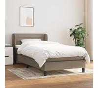 Teenpull Lit à sommier tapissier rembourré, avec matelas à ressorts ensachés, tête de lit réglable en hauteur et sur-matelas, housse en tissu taupe, cadre de lit de 90 x 190 cm, meuble stable pour des