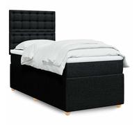 Teenpull Lit à sommier tapissier simple, avec matelas à ressorts ensachés, tête de lit réglable en hauteur et surmatelas, noir, 80 x 200 cm, lit rembourré confortable pour un sommeil réparateur dans