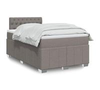 Teenpull Lit à sommier tapissier taupe, 120 x 190 cm, avec matelas à ressorts ensachés, lit capitonné avec éclairage LED, housse en tissu doux et surmatelas en mousse à mémoire de forme pour un