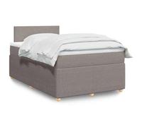 Teenpull Lit à sommier tapissier taupe, 120 x 200 cm, en tissu, avec matelas à ressorts ensachés et surmatelas, tête de lit rembourrée, cadre de lit stable pour un sommeil réparateur, ensemble de