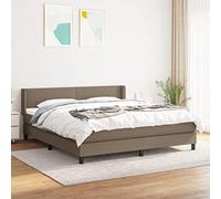 Teenpull Lit à sommier tapissier taupe, 160 x 200 cm, élégant, ensemble de meubles de lit rembourré, avec matelas et surmatelas, cadre stable, tête de lit réglable en hauteur pour un sommeil