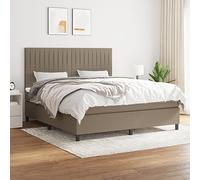 Teenpull Lit à sommier tapissier, taupe, 180 x 200 cm, housse en tissu avec tête de lit, matelas à ressorts ensachés pour un sommeil réparateur, ensemble de meubles de chambre à coucher moderne