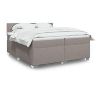 Teenpull Lit à sommier tapissier taupe, 200 x 200 cm, housse en tissu, avec matelas, lit king size capitonné avec tête de lit, cadre de lit stable pour un confort de sommeil optimal, ensemble complet