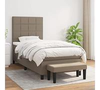 Teenpull Lit à sommier tapissier taupe, 80 x 200 cm, avec matelas à ressorts ensachés, tête de lit réglable en hauteur, cadre de lit robuste et rembourrage. Un meuble confortable pour votre chambre à