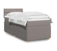 Teenpull Lit à sommier tapissier taupe 80 x 200 cm avec matelas, tête de lit rembourrée, cadre en tissu et éclairage LED, ensemble de meubles de chambre à coucher pour un sommeil réparateur