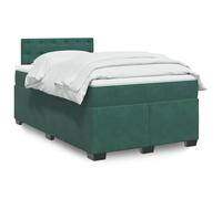 Teenpull Lit à sommier tapissier vert foncé avec matelas, tête de lit et éclairage LED, 120 x 190 cm, cadre de lit confortable pour un sommeil réparateur, ensemble de meubles de chambre à coucher