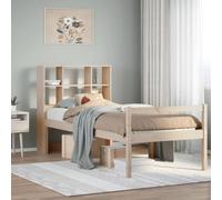 Teenpull Lit bibliothèque 90x200 cm, Bois de pin Massif, avec Rangement intégré, Cadre de lit Stable pour Chambre à Coucher, sans Matelas