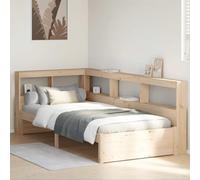 Teenpull Lit bibliothèque en pin massif, 75 x 190 cm, peu encombrant, cadre de lit en forme de L, avec sommier à lattes et tête de lit, couleur naturelle pour chambre à coucher