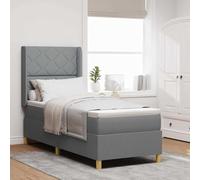 Teenpull Lit Boxspring avec Matelas, Tête de Lit Réglable, Gris Clair, 80x200 cm, Tissu Durable, Cadre en Bois d'Ingénierie, Pieds Dorés Élégants, Confort Ferme pour Nuits Réparatrices