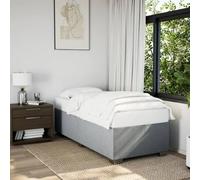 Teenpull Lit capitonné gris clair 90 x 200 cm avec sommier à lattes en bois, housse en tissu, cadre de lit robuste et pieds renforcés pour chambre à coucher, sans matelas