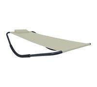 Teenpull Lit de jardin blanc crème 200 x 90 cm en acier avec rembourrage résistant aux intempéries pour terrasse, jardin, balcon, idéal pour se détendre et se bien-être avec surface de couchage