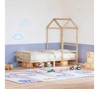 Teenpull Lit de jour, avec toit, 90 x 200 cm, en bois de pin massif, non traité, polyvalent comme canapé et lit d'enfant, avec toit de lit pour le jeu et le plaisir, sommier à lattes robuste