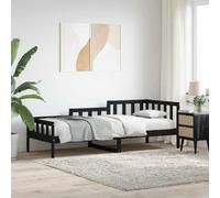 Teenpull Lit de Jour en Bois de pin Massif Noir 80x200 cm Cadre de lit avec Rangement sommier à Lattes canapé-lit Multifonction pour Chambre et Salon