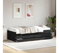 Teenpull Lit de jour en bois noir avec 6 tiroirs, meuble polyvalent 2 en 1, cadre de lit stable, base et tête de lit pour matelas de 75 x 190 cm, sans matelas.