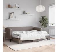 Teenpull Lit de jour extensible avec deux matelas, taupe, 80 x 200 cm, canapé-lit rembourré, en tissu, pour salon et chambre d'amis, structure robuste en bois et métal