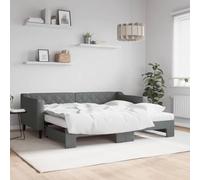 Teenpull Lit de jour extensible gris foncé avec 2 matelas en mousse, 90 x 190 cm, housse en tissu, cadre robuste, meuble 2 en 1 pour chambre à coucher et chambre d'amis, se transforme en lit double.