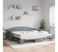 Teenpull Lit de jour extensible moderne gris clair 100 x 200 cm, cadre de lit élégant avec deux matelas confortables, plate-forme de meuble polyvalente pour chambre à coucher et chambre d'amis.