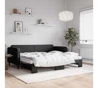 Teenpull Lit de jour extensible, noir, 90 x 190 cm, recouvert de tissu, avec deux matelas confortables, une base de lit stable et un mobilier rembourré durable pour chaque chambre à coucher, avec
