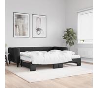 Teenpull Lit de jour extensible noir avec deux matelas en mousse de 90 x 190 cm, canapé-lit polyvalent, pour chambre à coucher et chambre d'amis, structure robuste en tissu, métal et bois