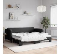 Teenpull Lit de Jour Gigogne 80x200 cm, Cadre de Lit en Tissu Noir, Canapé-Lit Polyvalent avec Sommier à Lattes, Robuste pour Chambre d'amis