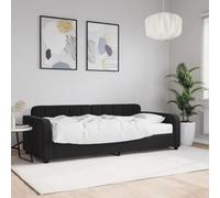 Teenpull Lit de Jour Noir 90x190 cm en Velours, Cadre Robuste en Bois et Métal, avec Matelas en Mousse Confortable, Canapé-Lit Polyvalent pour Salon et Chambre