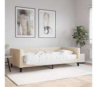 Teenpull Lit de Jour Polyvalent avec Matelas en Mousse crème 100x200 cm, Cadre en Tissu Durable pour Salon, Chambre d'amis