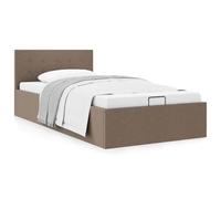 Teenpull Lit de rangement hydraulique, en tissu taupe, 100 x 200 cm, lit rembourré moderne, avec vérin à gaz, meuble de chambre robuste pour un espace optimal