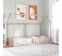 Teenpull Lit d'enfant 90 x 200 cm - En pin massif - Avec sommier à lattes et protection anti-chute - Lit de sol bas pour jouer et dormir en toute sécurité dans la chambre de votre enfant