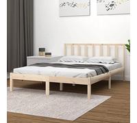 Teenpull Lit en bois de pin massif 120 x 190 cm, cadre de lit robuste avec tête de lit en bois non traité, cadre de lit stable pour chambre à coucher, avec sommier à lattes, design durable