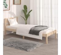 Teenpull Lit en bois de pin massif 75 x 190 cm - Cadre de lit en pin non traité avec sommier à lattes robuste - Tête de lit classique pour chambre à coucher - Cadre stable pour matelas simple de 2,6 m