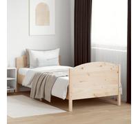 Teenpull Lit en bois de pin massif non traité 100 x 200 cm, cadre de lit stable avec tête de lit et pied de lit, meuble plate-forme durable pour un sommeil réparateur sans matelas.