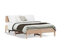 Teenpull Lit en bois de pin massif non traité 120 x 190 cm, cadre de lit stable sans matelas avec tête de lit, base robuste pour un sommeil réparateur dans la chambre à coucher.