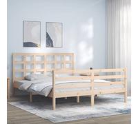 Teenpull Lit en bois de pin massif non traité, 160 x 200 cm, avec tête de lit pratique et pied de lit, cadre de lit stable comme meuble pour chambre à coucher, plate-forme solide.