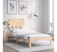 Teenpull Lit en bois de pin massif non traité, 90 x 200 cm, cadre de lit stable avec tête de lit et sommier à lattes, idéal pour les meubles de chambre à coucher, sans matelas, montage facile.
