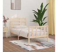 Teenpull Lit en bois de pin massif non traité, cadre de lit robuste, 100 x 200 cm, sans matelas, avec tête de lit et lattes en contreplaqué solides comme plate-forme, meuble de chambre moderne
