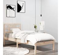 Teenpull Lit en bois massif 100 x 200 cm en pin non traité avec tête de lit stable et lattes de contreplaqué, cadre de lit simple classique pour chambre à coucher, robuste et durable