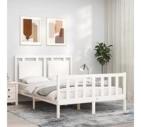 Teenpull Lit en bois massif 120 x 190 cm en bois de pin solide, avec tête de lit et sommier à lattes, pour un sommeil réparateur, meuble de chambre à coucher moderne, base robuste, petit double, 120 x