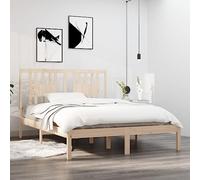 Teenpull Lit en bois massif 120 x 200 cm en bois de pin non traité avec tête de lit, meuble plate-forme stable pour matelas dans la chambre à coucher, lit robuste