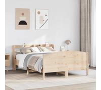 Teenpull Lit en bois massif 120 x 200 cm en bois de pin non traité, cadre de lit stable avec sommier à lattes, tête de lit avec espace de rangement intégré, plate-forme moderne pour chambre à coucher