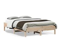 Teenpull Lit en bois massif 140 x 190 cm en pin non traité, cadre de lit stable en bois massif sans matelas, base de meubles de chambre à coucher durable pour un sommeil réparateur.