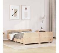 Teenpull Lit en bois massif 140 x 200 cm - Cadre de lit solide sans matelas - Avec tête de lit et pied de lit - Meuble de chambre durable pour un sommeil réparateur