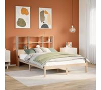 Teenpull Lit en bois massif 160 x 200 cm avec tête de lit d'étagère en bois de pin non traité, cadre de lit stable, plate-forme peu encombrante, base pour chambre à coucher, meubles sans matelas