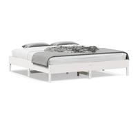 Teenpull Lit en bois massif 200 x 200 cm, bois de pin laqué blanc, cadre de lit stable avec sommier à lattes, ensemble de meubles de chambre à coucher moderne pour adultes