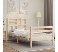 Teenpull Lit en bois massif avec tête de lit, 100 x 200 cm, en bois de pin non traité, cadre de lit stable comme base solide pour un sommeil réparateur, meuble de chambre moderne.