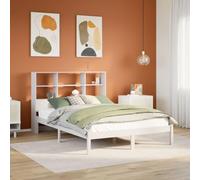 Teenpull Lit en bois massif avec tête de lit intégrée - Cadre de lit en pin blanc - 120 x 200 cm - Cadre de lit stable pour chambre à coucher - Meubles modernes avec espace de rangement - Sans matelas
