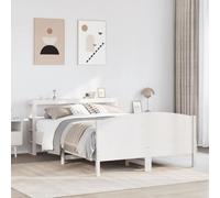 Teenpull Lit en bois massif blanc 140 x 190 cm - Cadre de lit en pin avec sommier à lattes et espace de rangement - Tête de lit pour chambre à coucher - Meubles - Cadre de lit stable - Plateforme