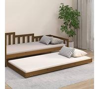 Teenpull Lit en bois massif marron miel 80 x 200 cm - Cadre de lit robuste pour meubles de chambre à coucher - Cadre de lit coulissant avec base de sommier à lattes, montage facile